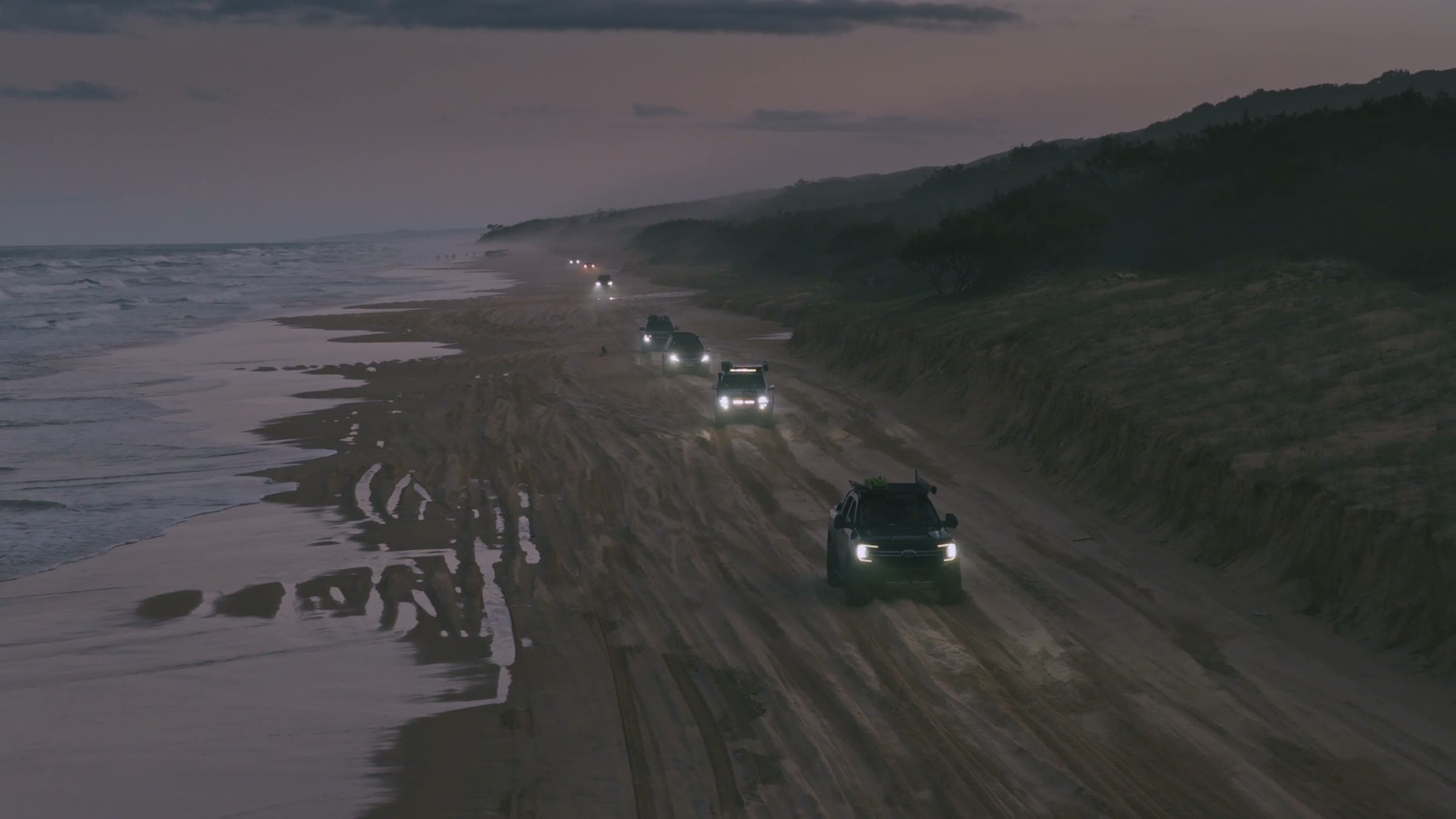 OPUS owners convoy driving K'Gari's beach